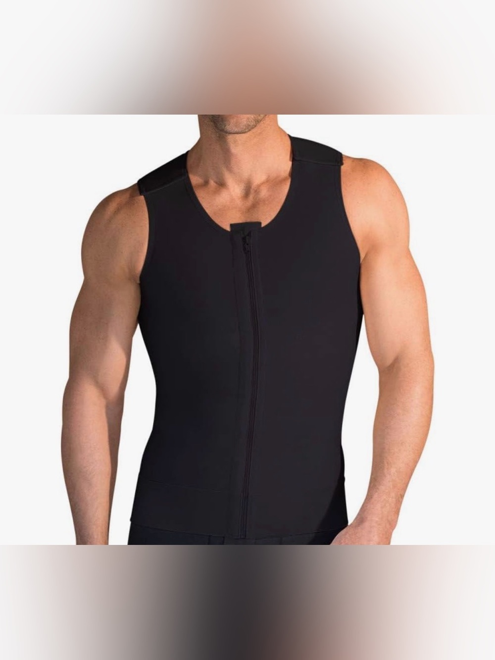 Marena Recovery Compression Vest Men Men BLK Sleeveless Post-Surgical Shapewear